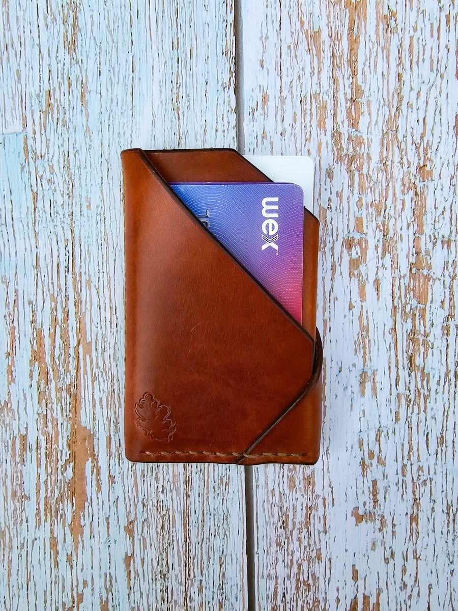Handmade Abstract Leather Card Wallet- ‘Rocky’ 