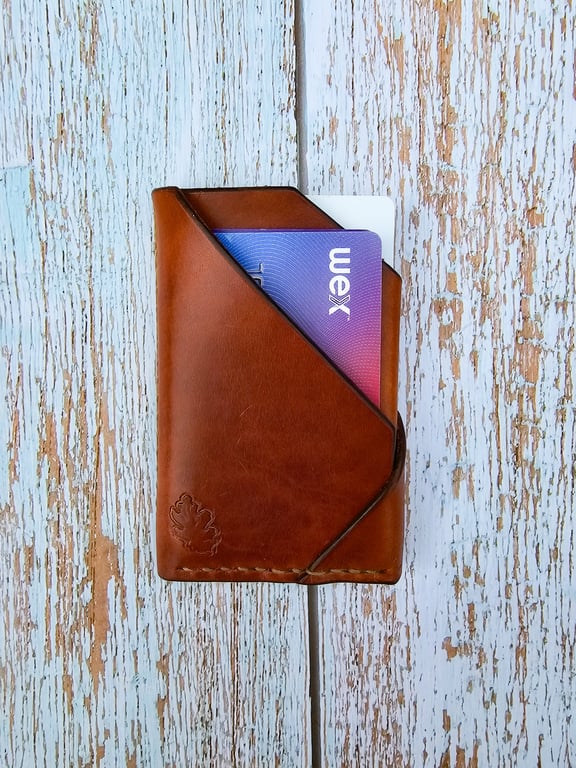 Handmade Abstract Leather Card Wallet- ‘Rocky’ 