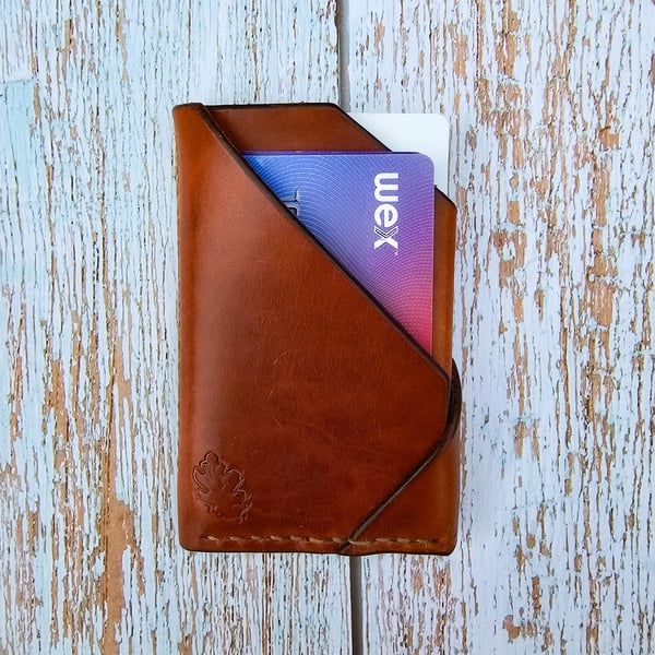 Handmade Abstract Leather Card Wallet- ‘Rocky’ 