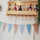 Rustic Wooden Wine Rack & Shelf - Wall Mounted - Natural