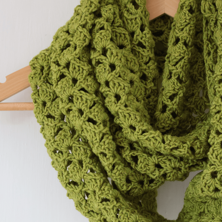 Green Infinity Scarf - Handmade Crochet - Practical Gifts for Her