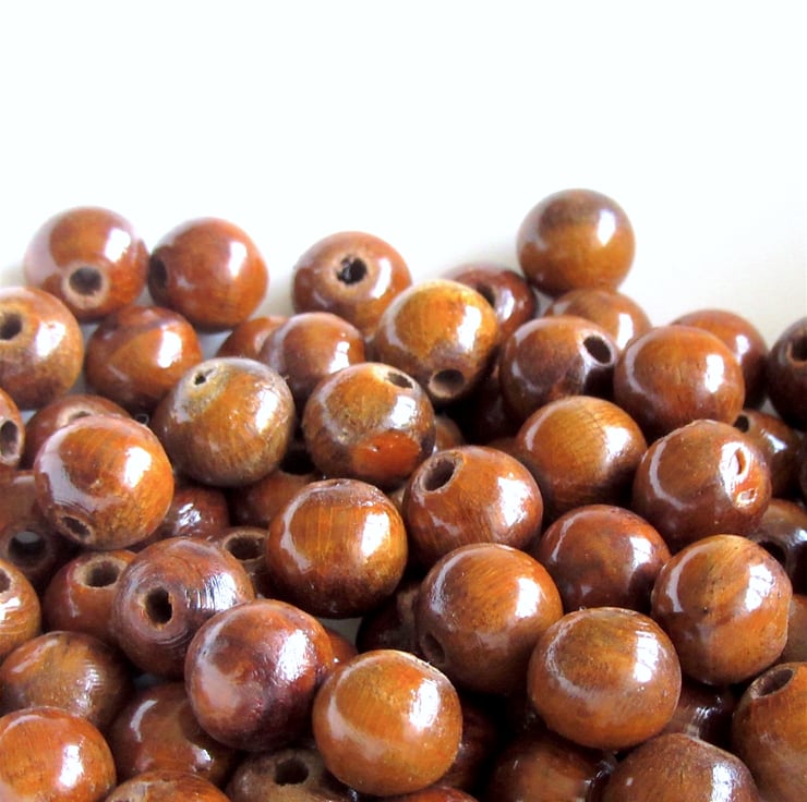 Chestnut Coloured Wooden Beads 50g - Folksy