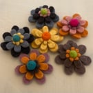 Hand sewn felt flower brooch 