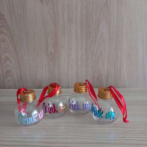 Set of 4 Christmas Tree Drinky Baubles, Decorative Bauble you can Drink From