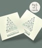  Pack of 2 Christmas tree cards festive village scene, Merry Christmas greeting
