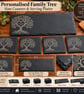 Personalised Family Tree Slate Coasters & Serving Platter, Engraved Tree of Life