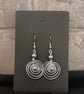 Handmade spiral silver tone drop earring - Image 4