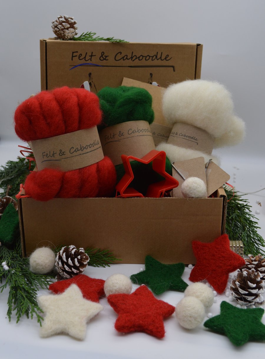 Needle felting Christmas bunting kit