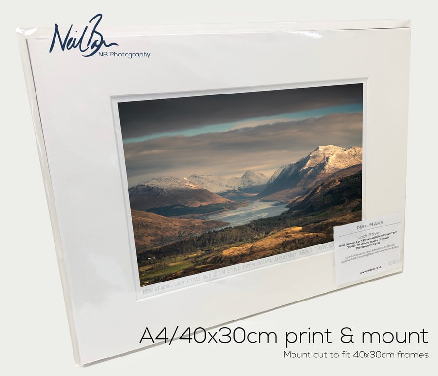 Ben Starav & Loch Etive Scotland - A4 (40x30cm) Unframed Print