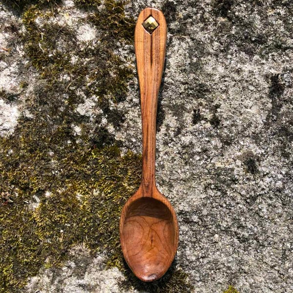 Cherry Wood & Swarovski Crystal Spoon