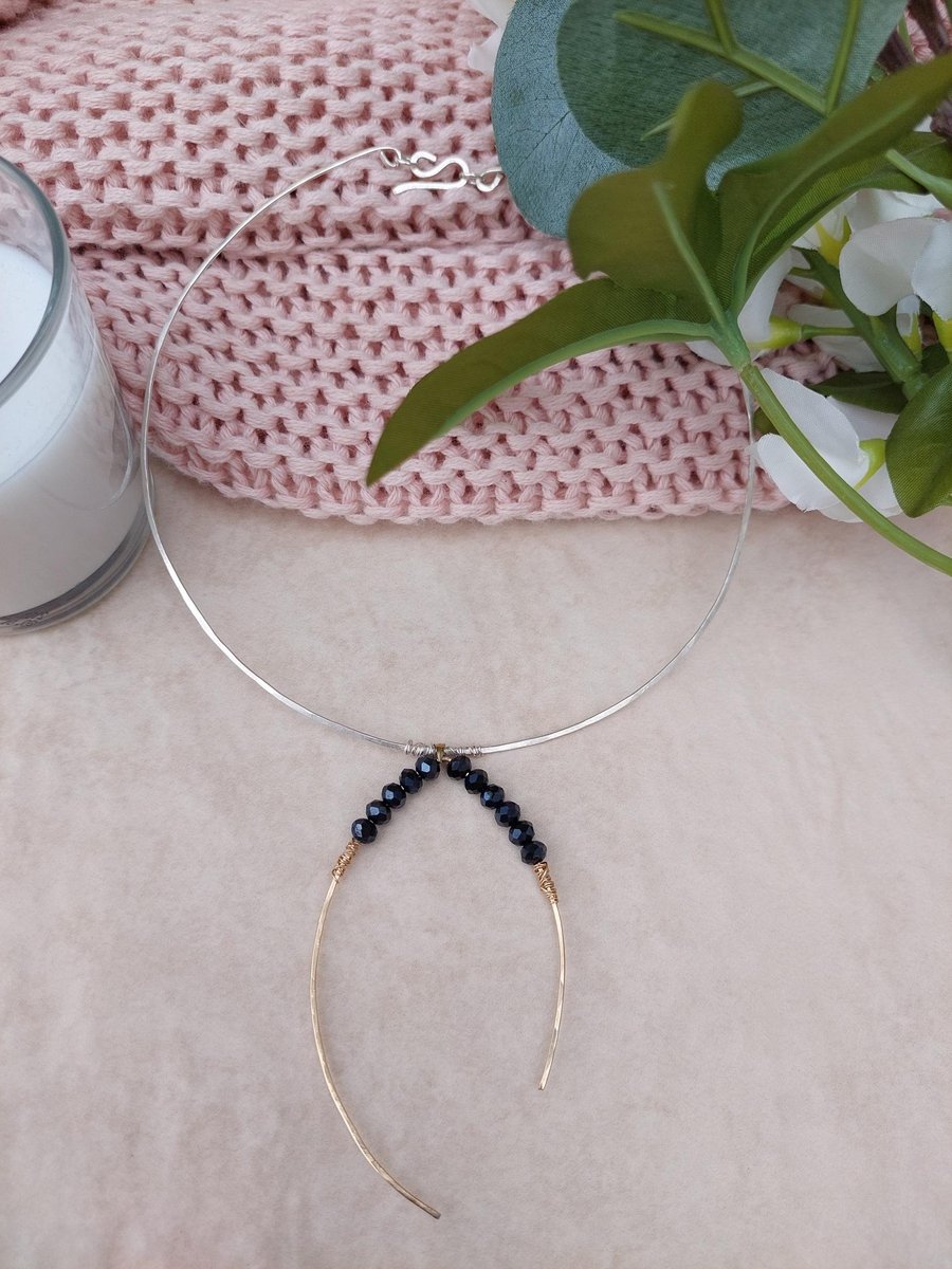 Two Tone Silver And Gold Asymmetrical Necklet