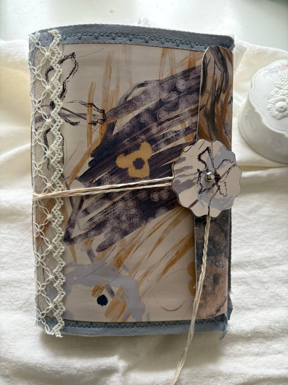 Handmade Junk Journal with a Contemporary Art Feel - 120 Pages - 9 x 6.5" - 
