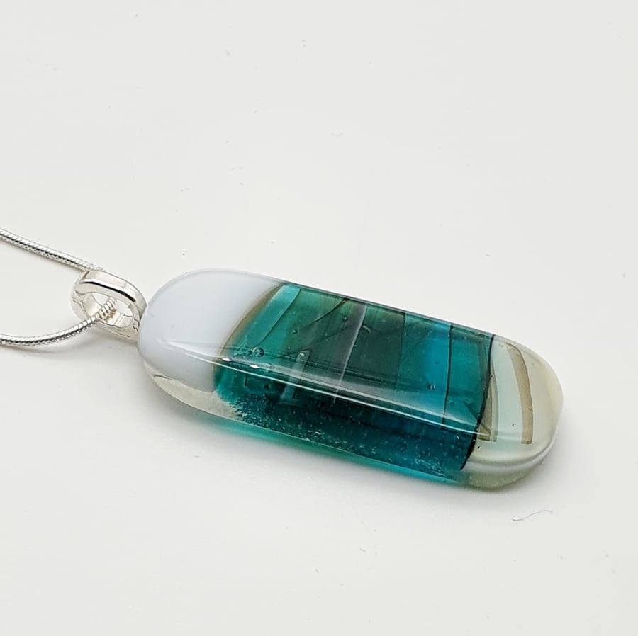 "Jade Waters" Fused Glass Necklace
