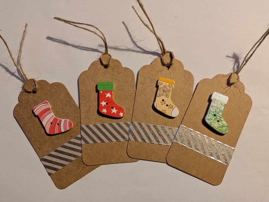Homemade Christmas gift tags pack - stocking stripe