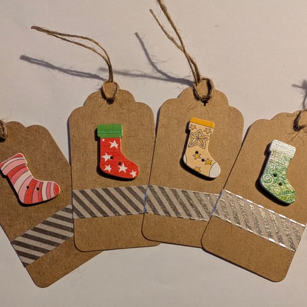 Homemade Christmas gift tags pack - stocking stripe