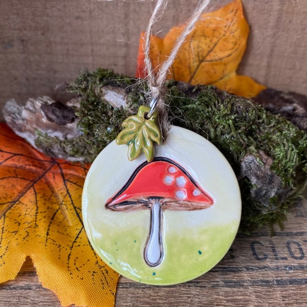 Ceramic toadstool decoration glazed