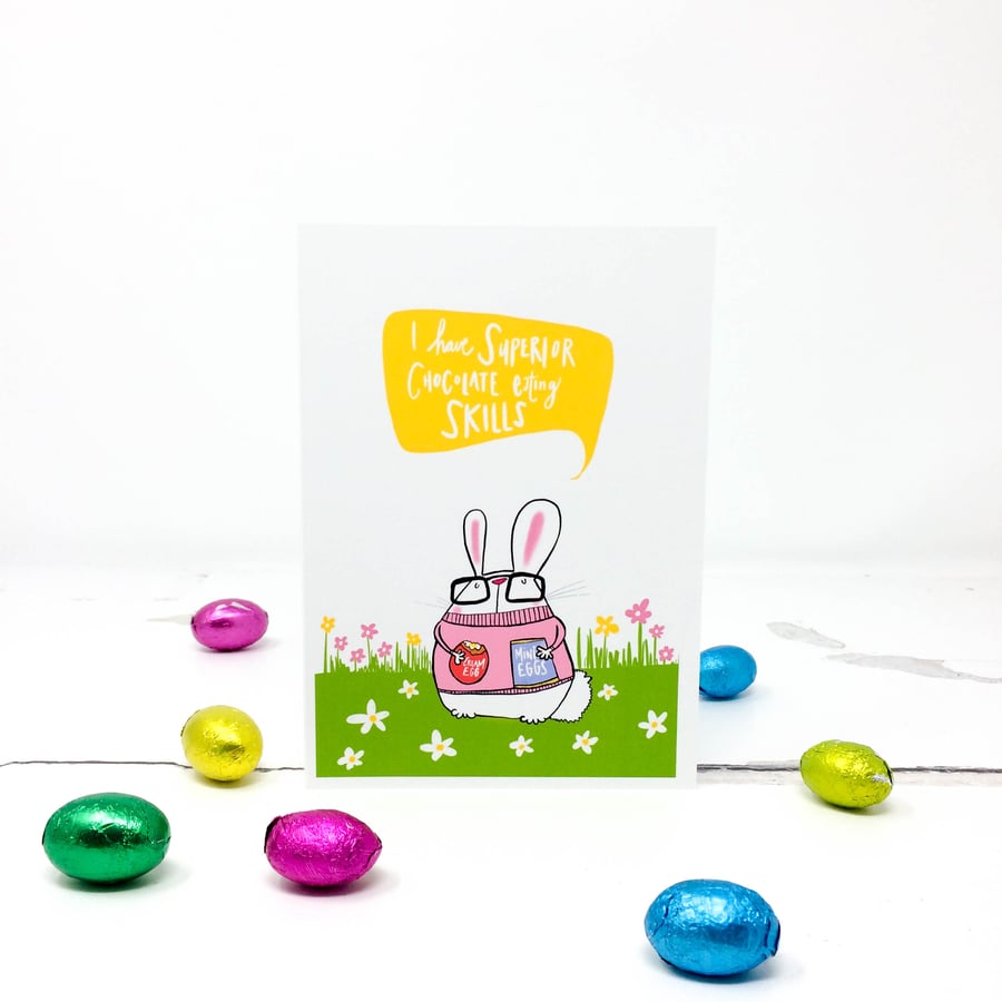 Superior Chocolate eating skills  Easter card