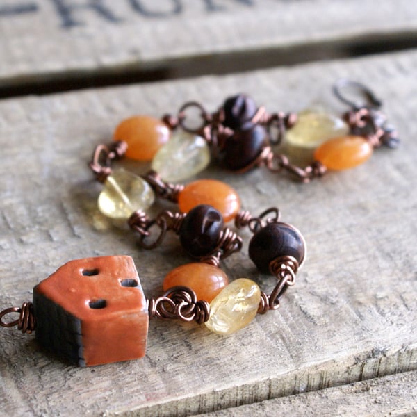 Rustic Citrus Wire Wrapped Bracelet