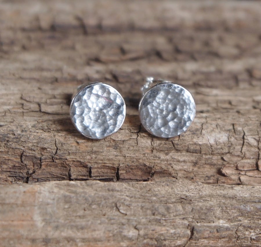 Small disc studs - recycled silver
