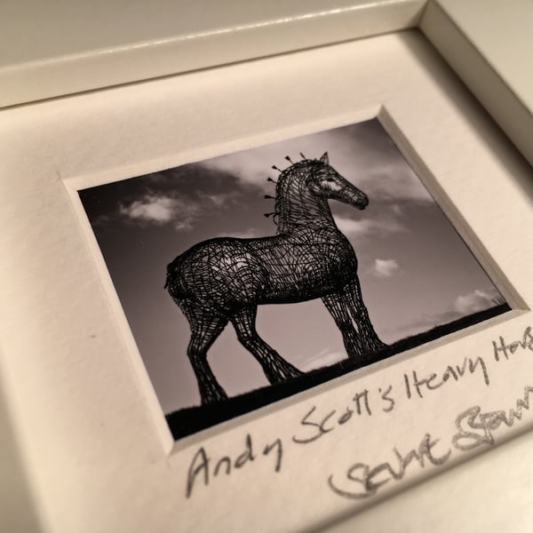 ANDY SCOTT'S HEAVY HORSE, GLASGOW  mini signed and framed print 