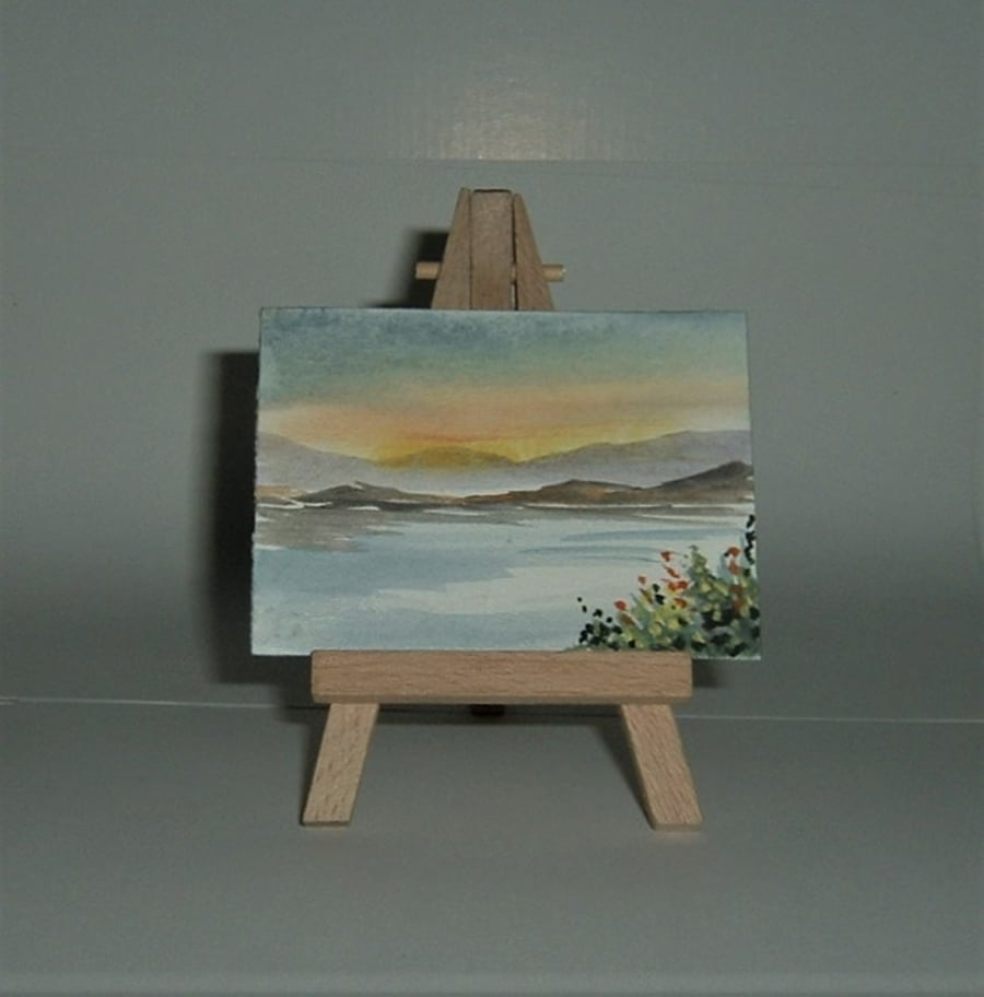 watercolour landscape miniature aceo painting (ref F245)