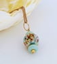 Soft Green Lampwork Glass Pendant Necklace on 18" Gold Tone Chain - Image 4