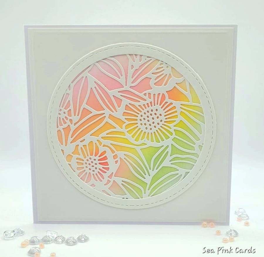 Card  -  blank cards, textured, floral, pastel, rainbow