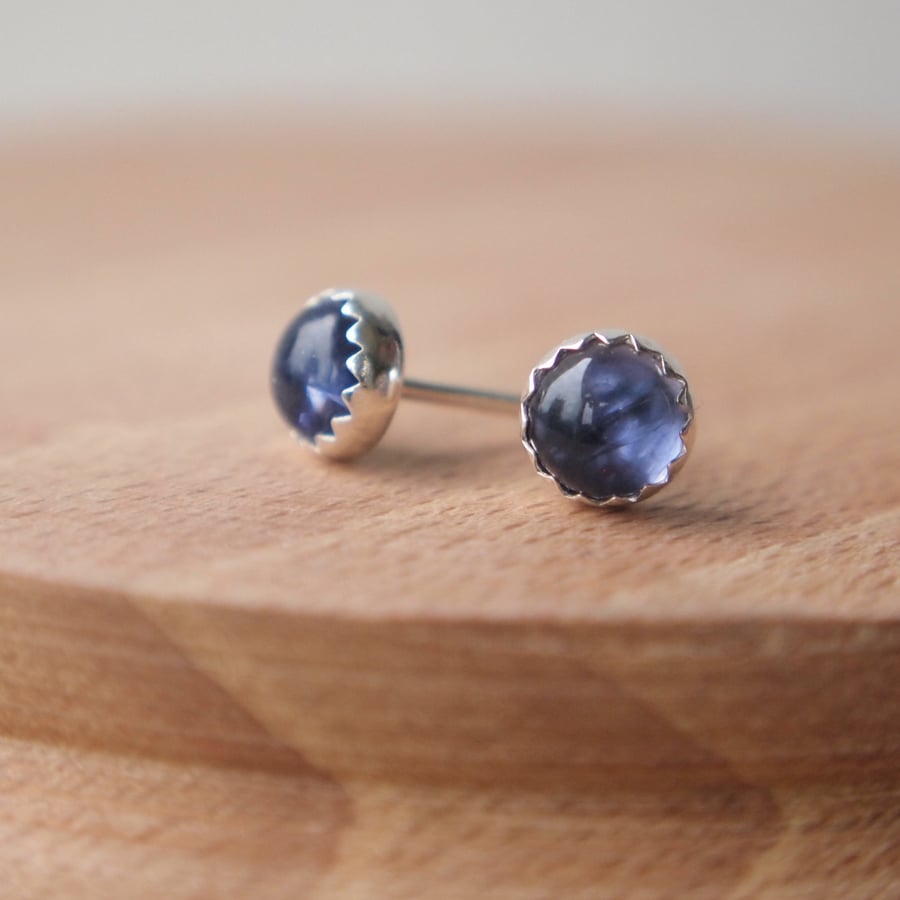 Iolite and Silver Studs