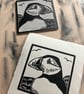 Lino Print - Puffin - Handprinted - Puffins - Image 4