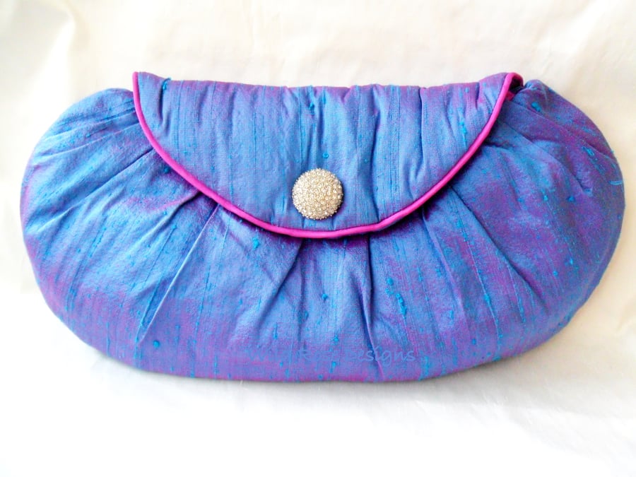   Evening Bag in Blue Silk. Sale! 
