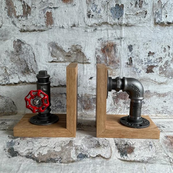Solid Oak Bookends Pair