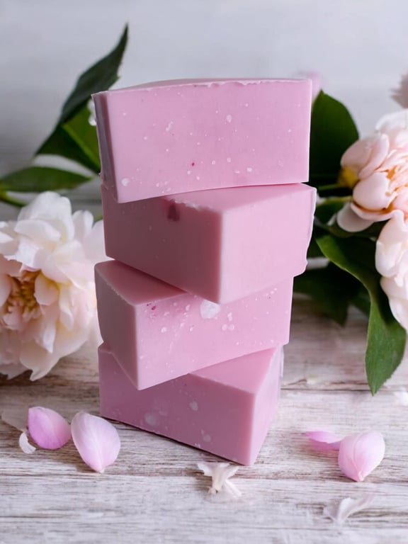 Pink Peony Scented Goats Milk Soap, Handcrafted Artisan Soap Made with Shea Butt