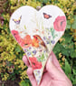 Chunky Handmade Wooden Heart Robin Poppies Butterflies  - Image 2
