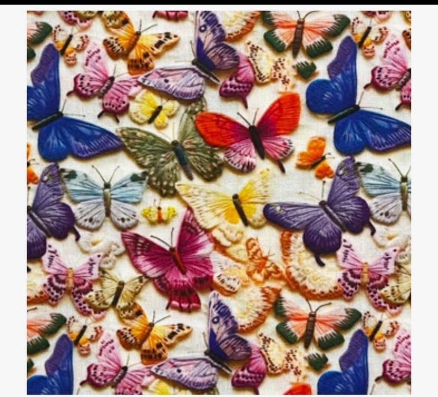 polycotton fabric material 3d digitally printed butterfly butterflies