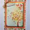 3D Luxury Handmade Card On Your Birthday Autumn Leaves Tree of Life Butterflies