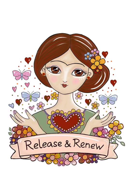 Frida Kahlo Stickers-Release and Renew- colourful vinyl -Feminist art-Empowering