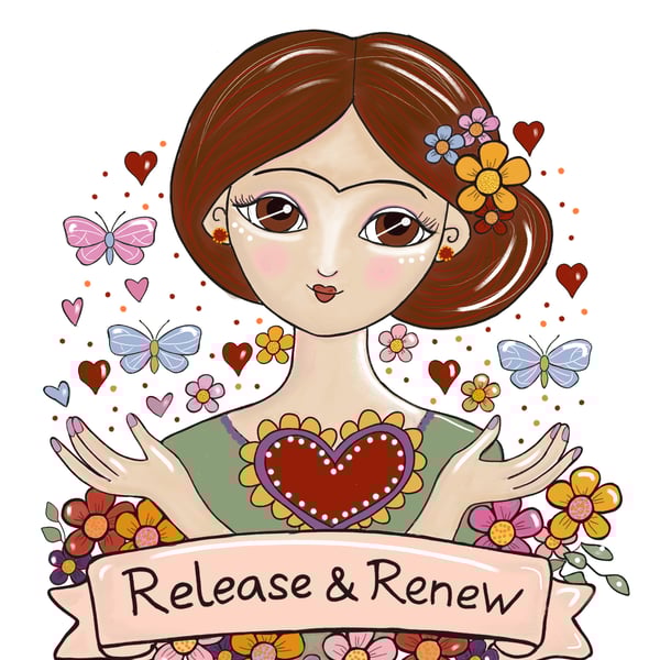 Frida Kahlo Stickers-Release and Renew- colourful vinyl -Feminist art-Empowering