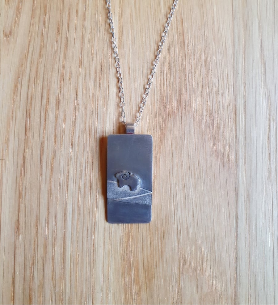 Sterling silver necklace - Sheep  on the moors
