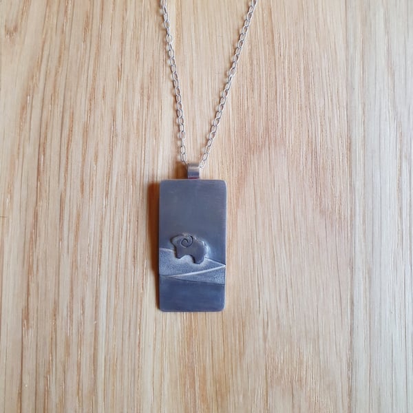 Sterling silver necklace - Sheep  on the moors