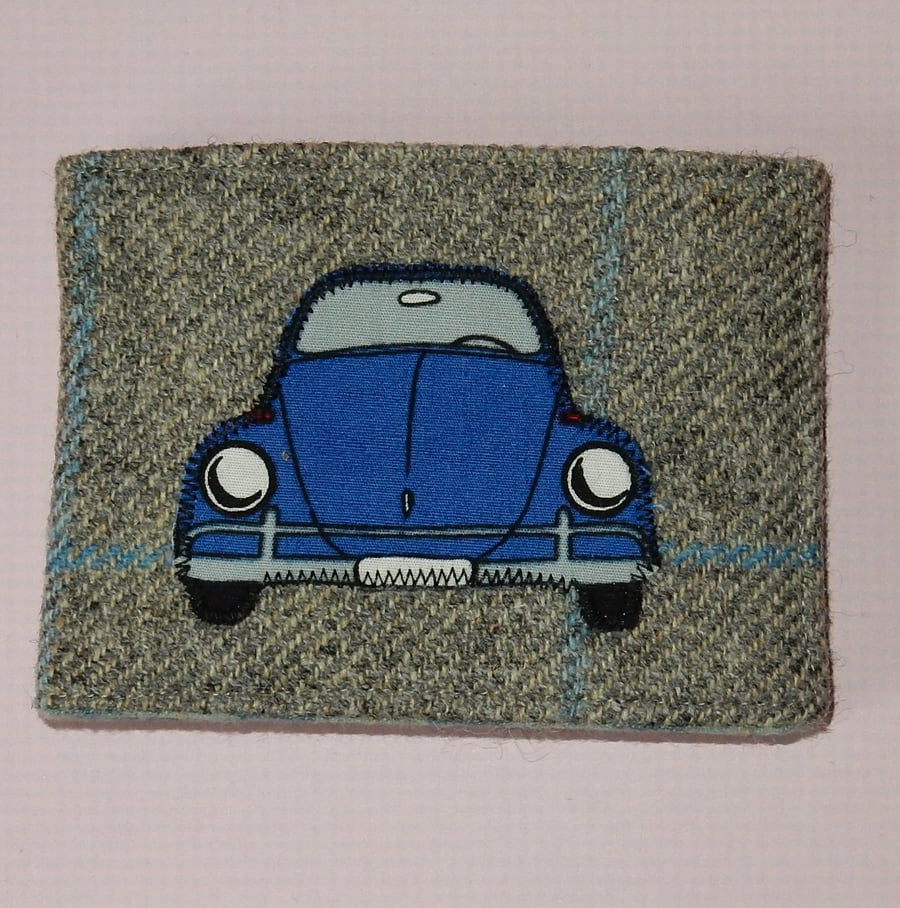 Travel card wallet tweed with car