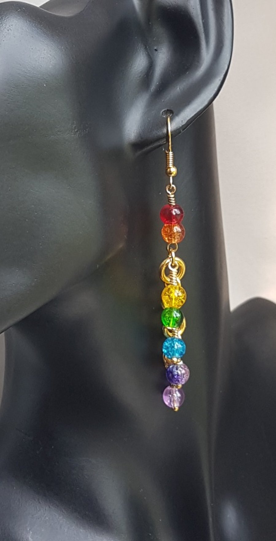 Gorgeous Gold tone Rainbow dangle Earrings.