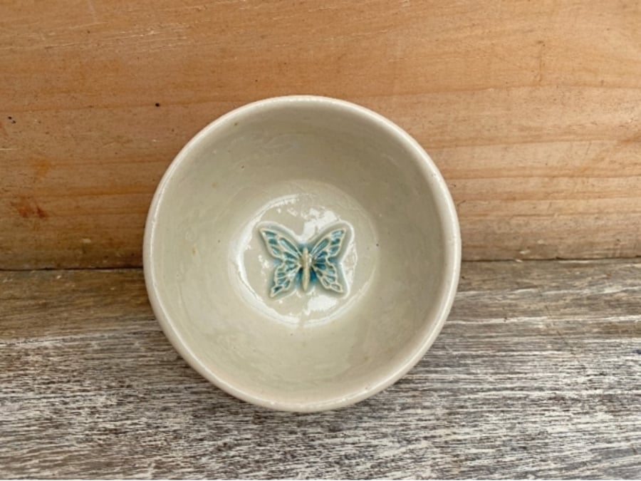 Handmade, ceramic butterfly bowl - vegan-friendly, fired with renewable energy 