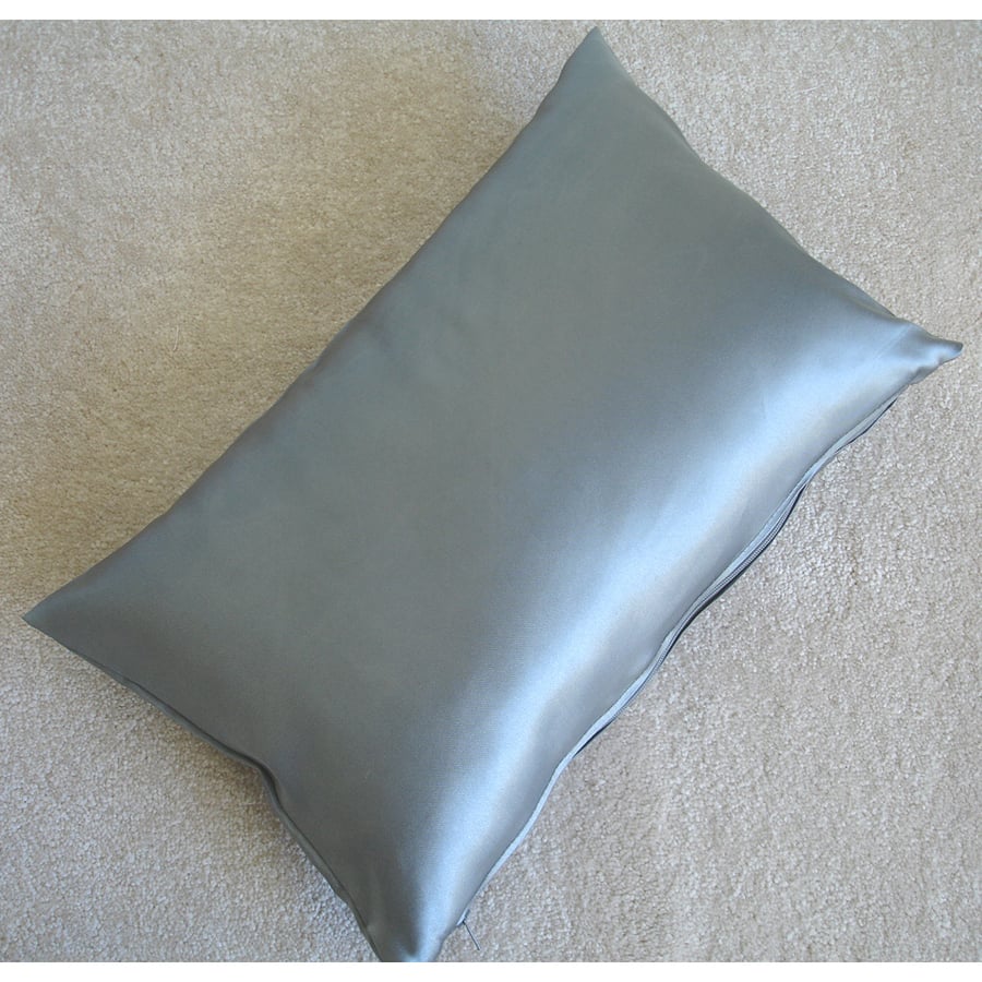 Satin Tempur Travel Pillow Cover 16x10 inch Hypoallergenic Grey