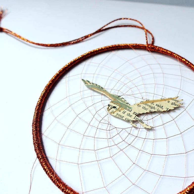 Copper Barn Owl Dreamcatcher - Handmade Nature Inspired Wall Hanging Art