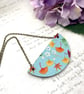 Imperfectly Perfect - Japanese foliage fabric and wood statement necklace - Image 4