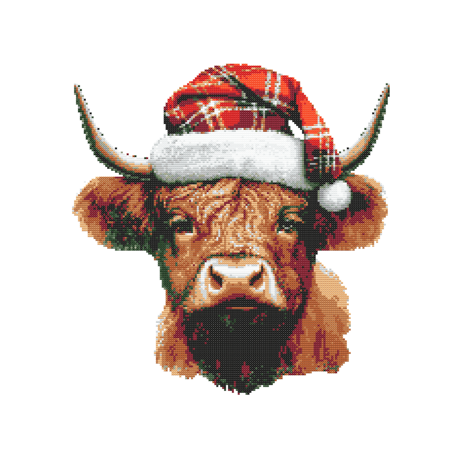 CHRISTMAS HIGHLAND COW - Cross Stitch Pattern - Cross Stitch Chart