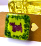 Green Scottie Dog Fused Glass Brooch-facing left