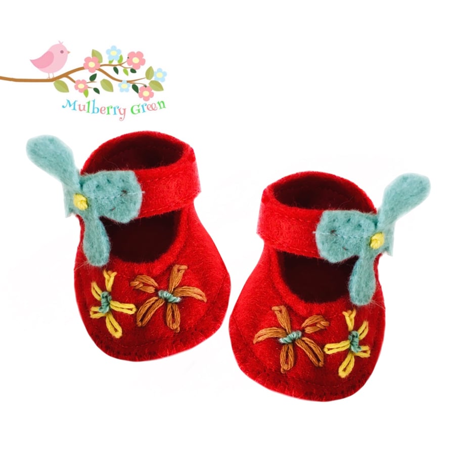 Reserved for Beverly - Embroidered Red Shoes