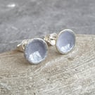 Grey enamel earrings, Monochrome, Circle studs