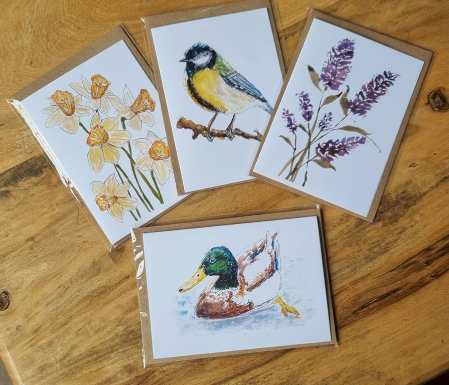 Pack of 4 Greeting Cards - Mixed